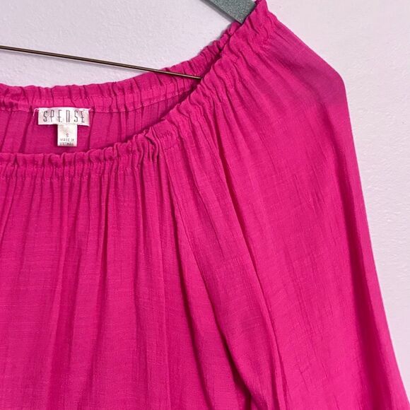 Spense | Women’s Elastic Scoop Neck Pink Top Blouse Tunic Boho Cottagecore Shirt - Picture 10 of 15